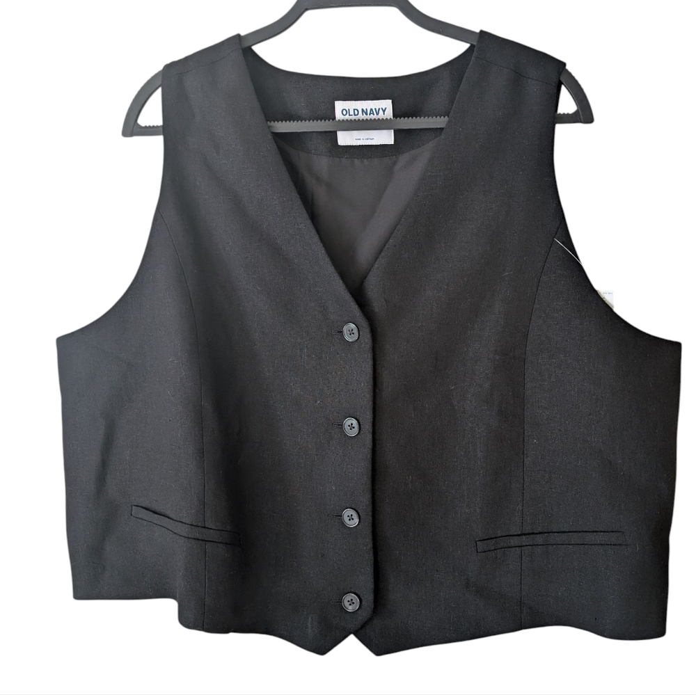 Old Navy Black‎ Waistcoat Androgenous Menswear Vest Size XXL Tall